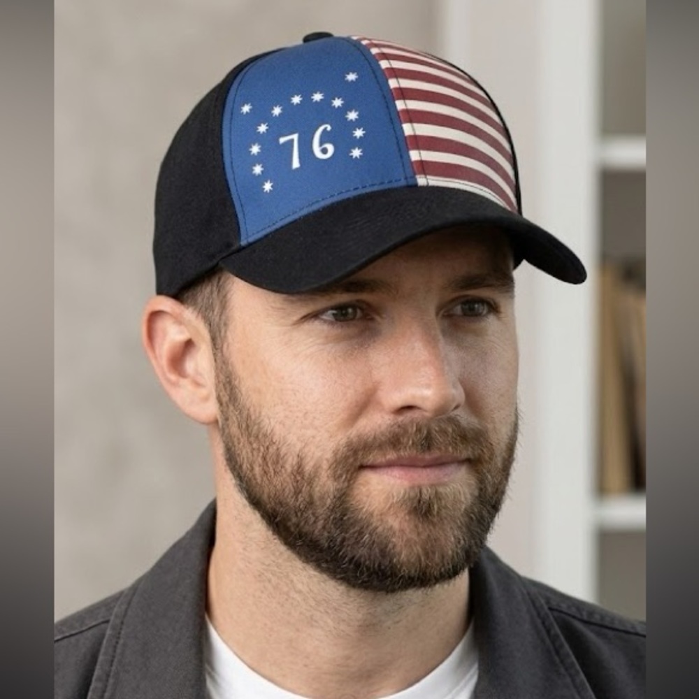 Black Canyon Outfitters Bennington Flag 76 Patriotic Trucker Hat Adjustable RARE